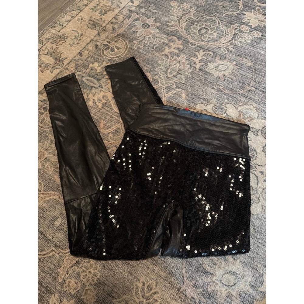 Spanx Faux Leather Sequin Leggings